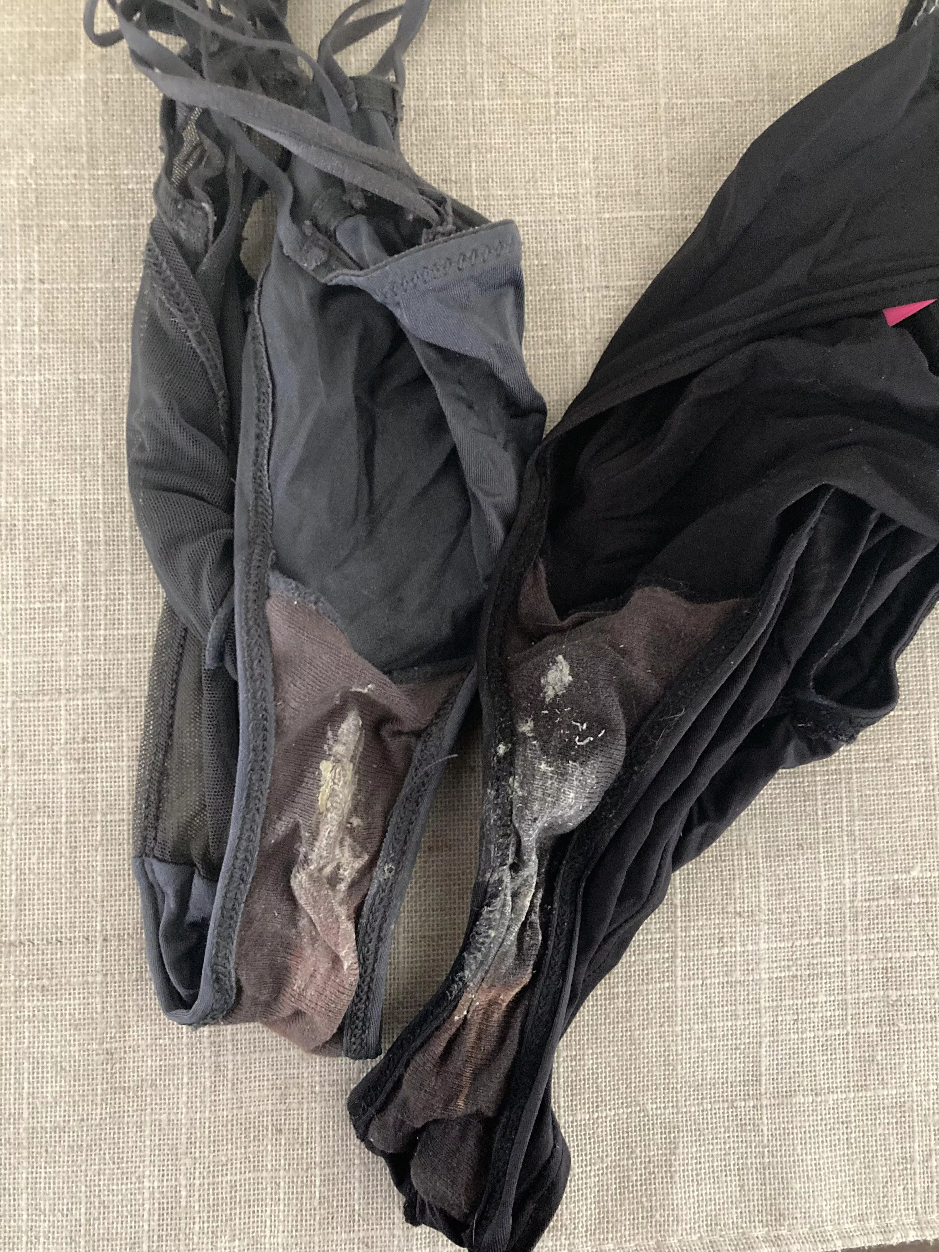 Gf's panties after cumming hone late from work the last two nights posted by girthygawd