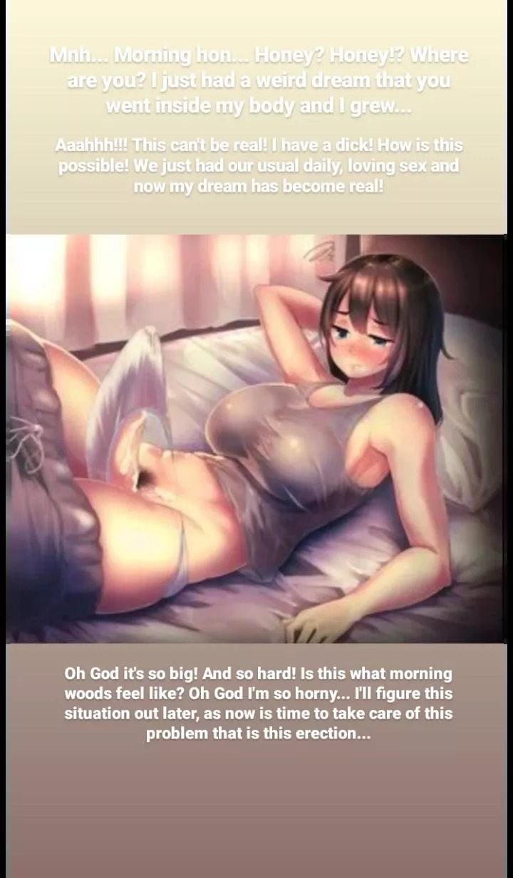 Girlfriend wakes up with a dick and bf nowhere to be seen (source unknown) (futanari) (possession) (morning wood) (horny) posted by yuufuk