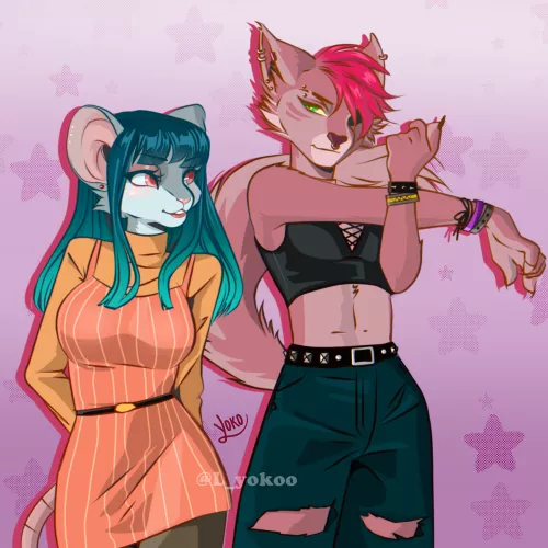 Girlfriends (Art by me @L_yokoo) by L_Yokoo