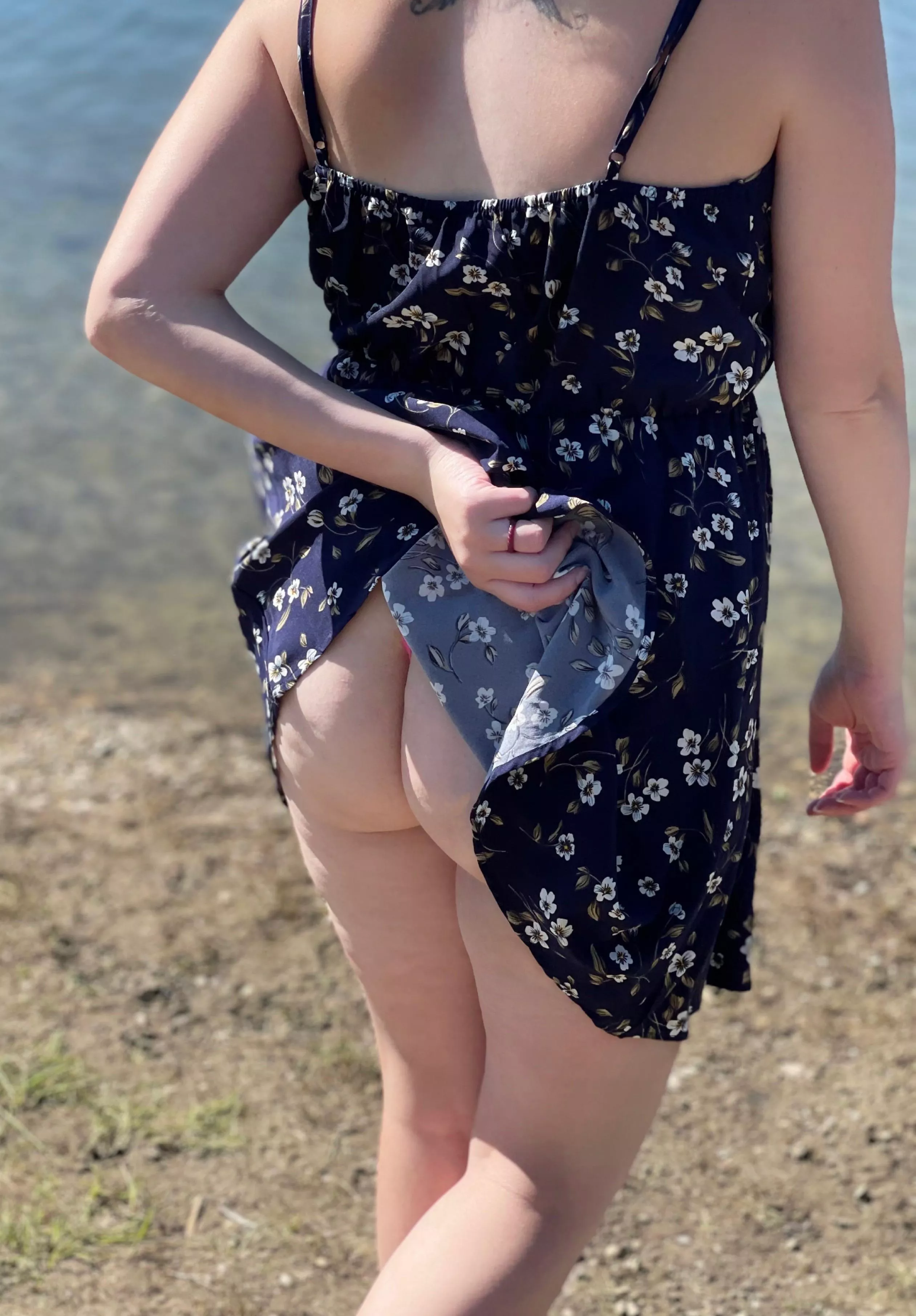 Giving a little flash at the lake😘 posted by frozen_blonde