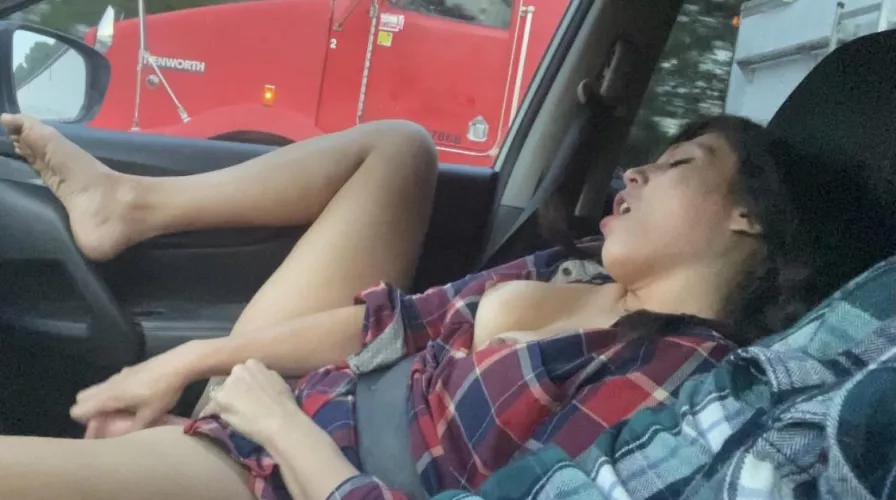 Giving a trucker a free show by officiallauraxxxking