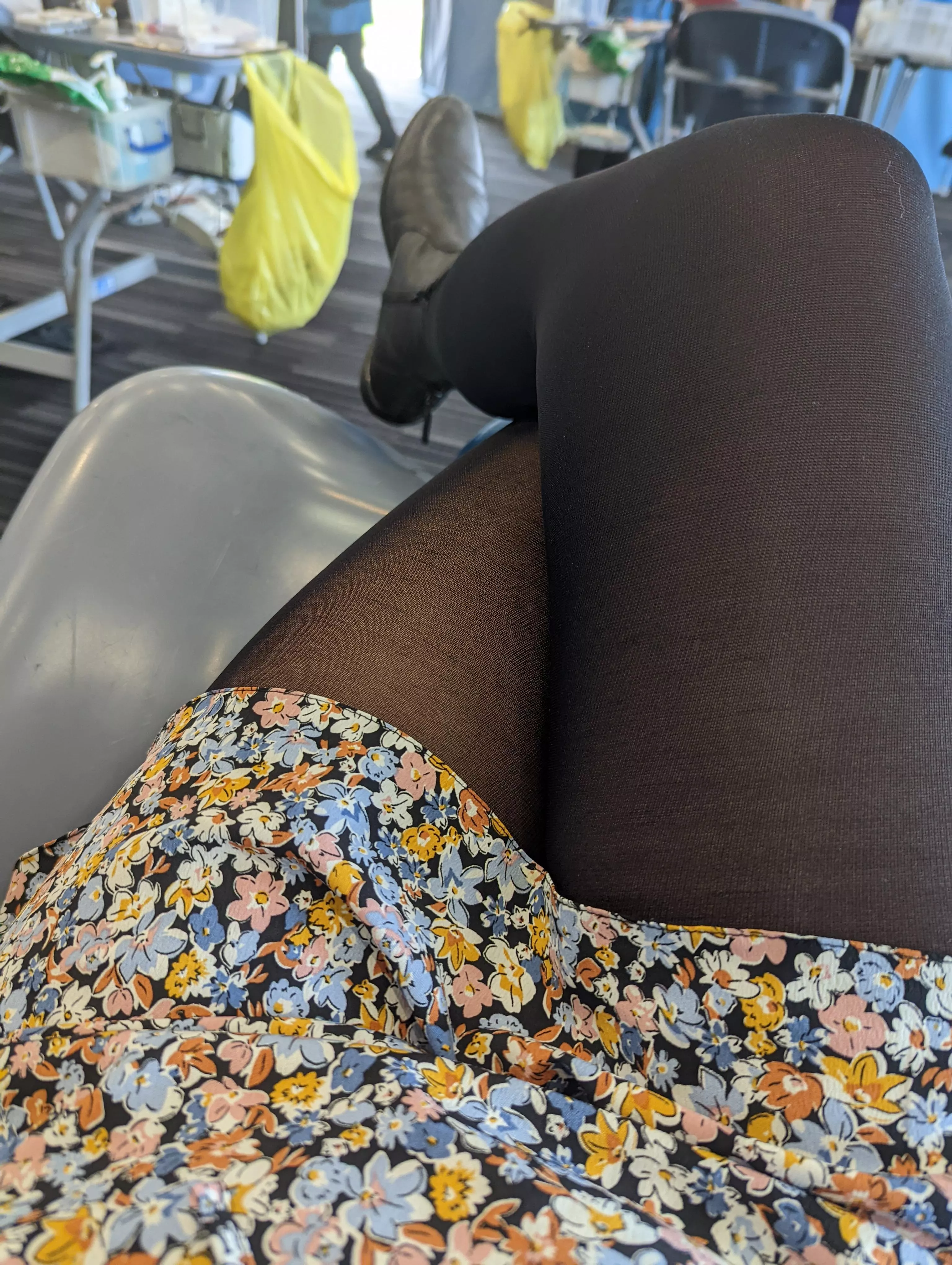 giving blood and showing off my pantyhose posted by iwantaria