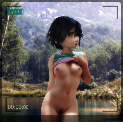 GoGo looks nervously around while Cass takes nude pics of her. by Rastifan