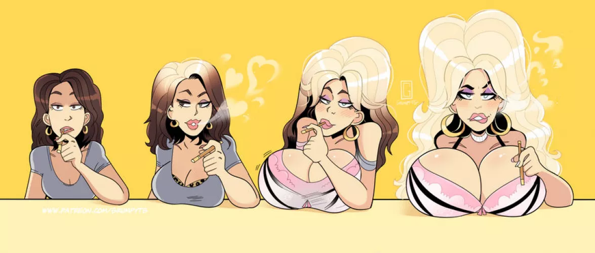 Gold Vape - bimbofication, breast expansion - Grumpy-TG by tffun77