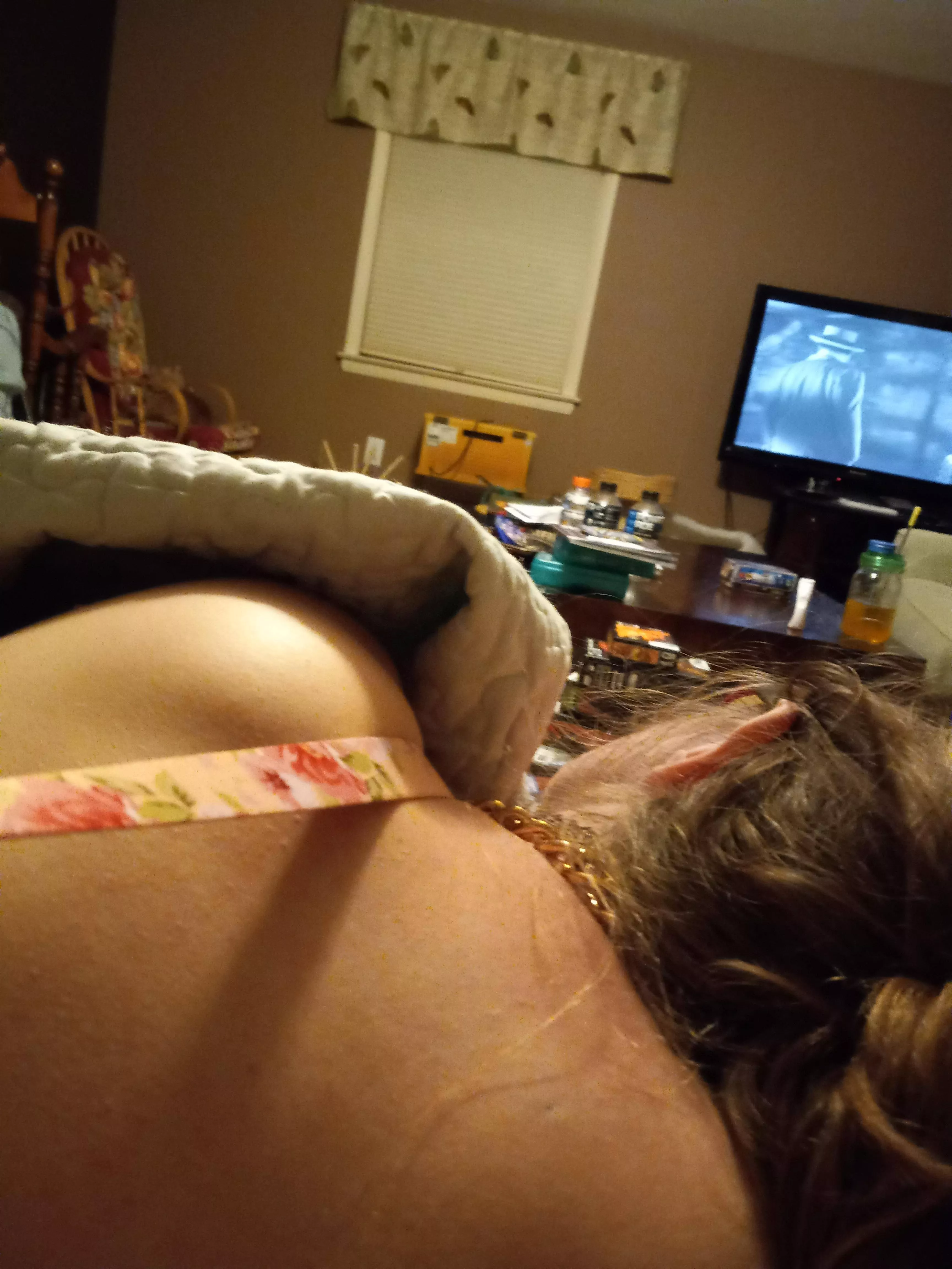 Good girls get to curl up in Master's lap all night watching movies and getting pet posted by Silakaruna