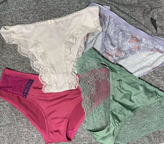 Got the whole family. Fwb 39- green (dirty), sister1 40- pink (clean), sister2 29- white (dirty) and mothers 66- purple (dirty). Fwb stole them at my request. by jackieboy8181