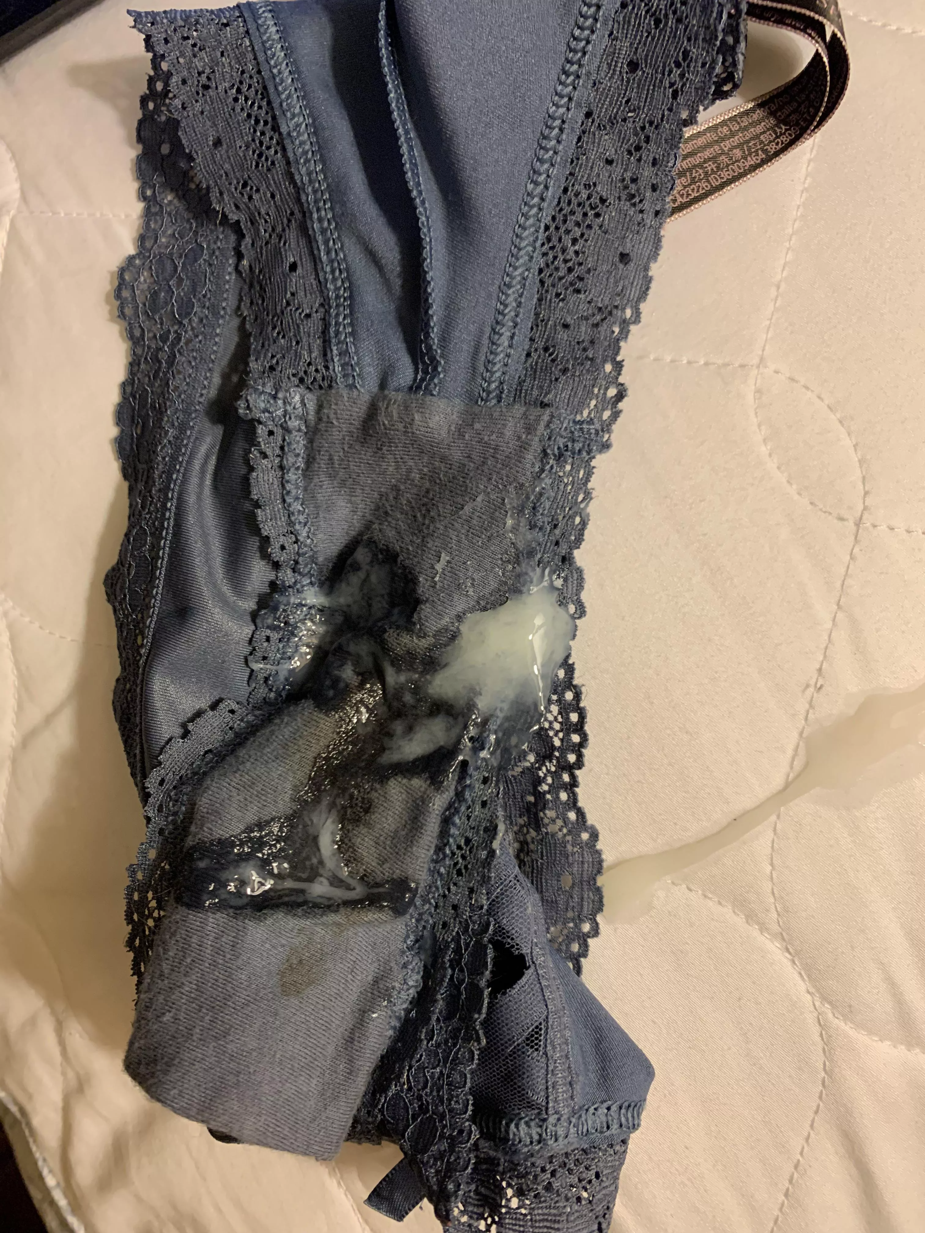 Grabbed it from my sister laundry basket and came real good on it. My favorite panties to cum on. posted by PublicGrab1039