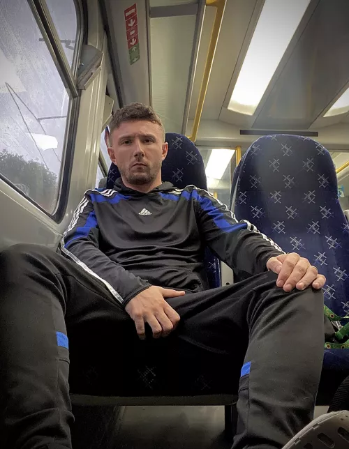 grabbin my bulge on the train. who wants a feel? 🍆 by gaycuckoldcouple