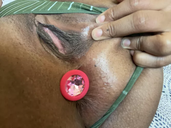 Green thong and a pink plug by stonergoddessmarie