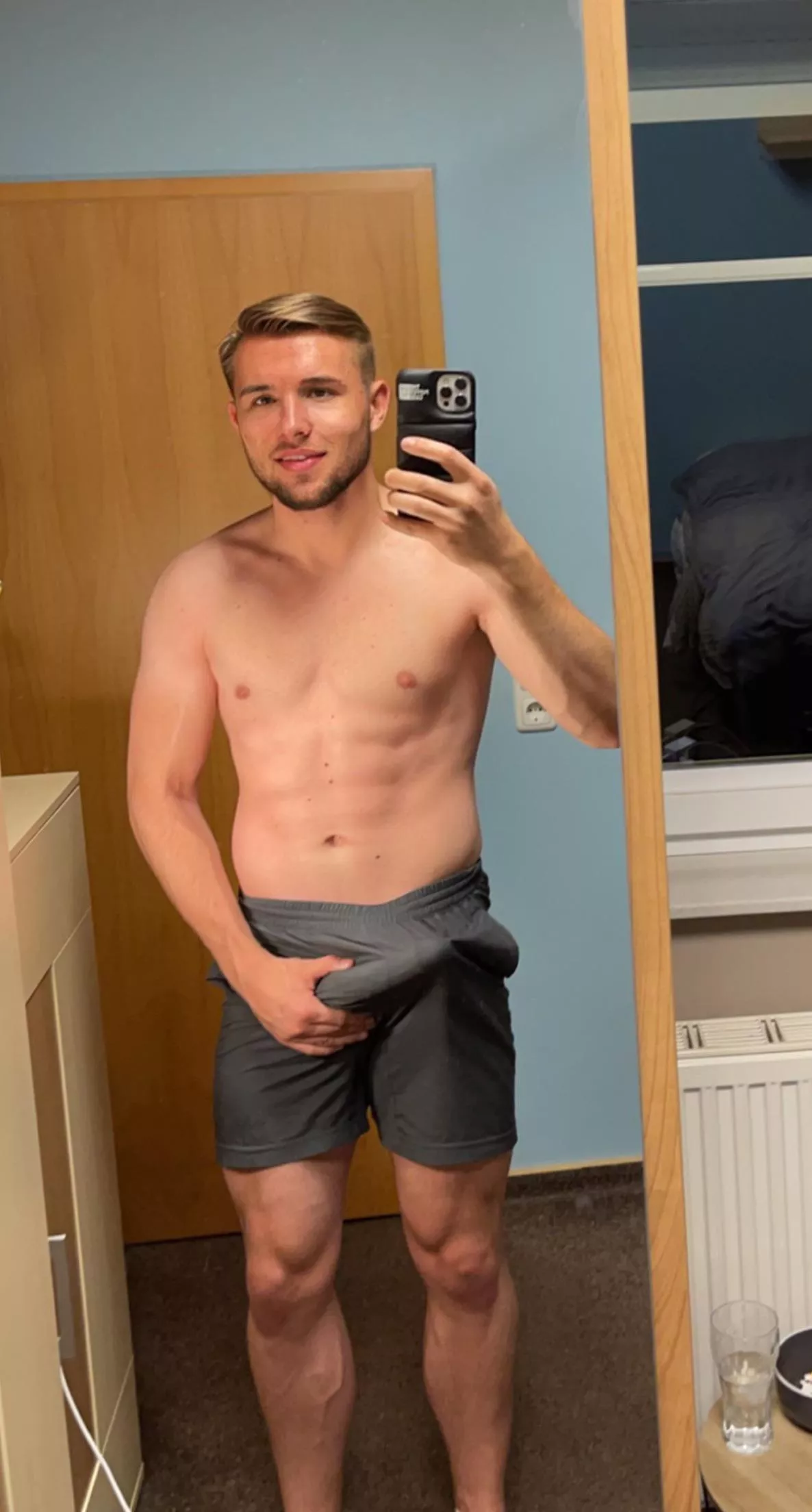 grey pants and my huge dick what about this combination posted by blondboyjan