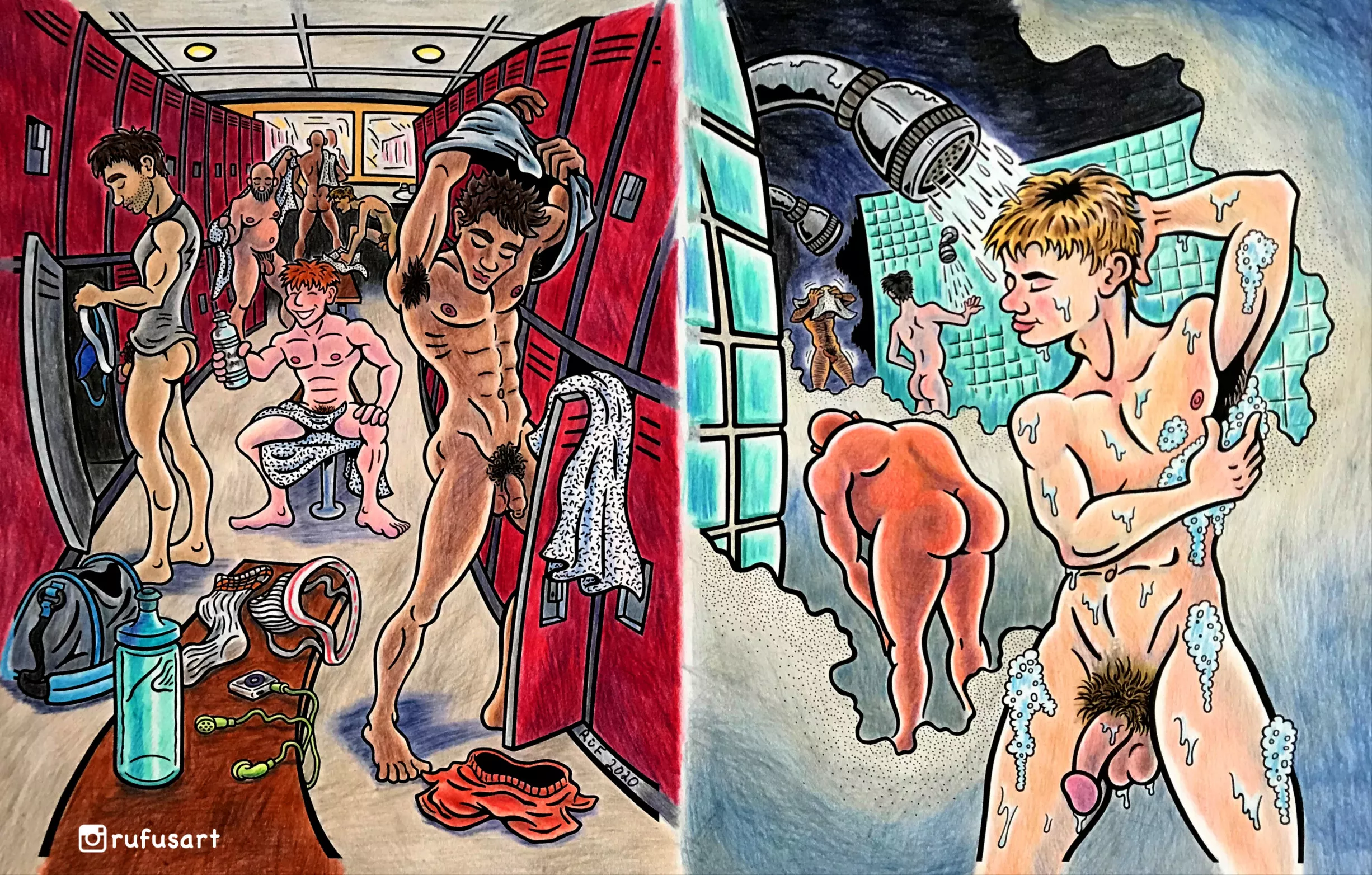 Gym Days, pages from the coloring book I made. posted by RufusArt