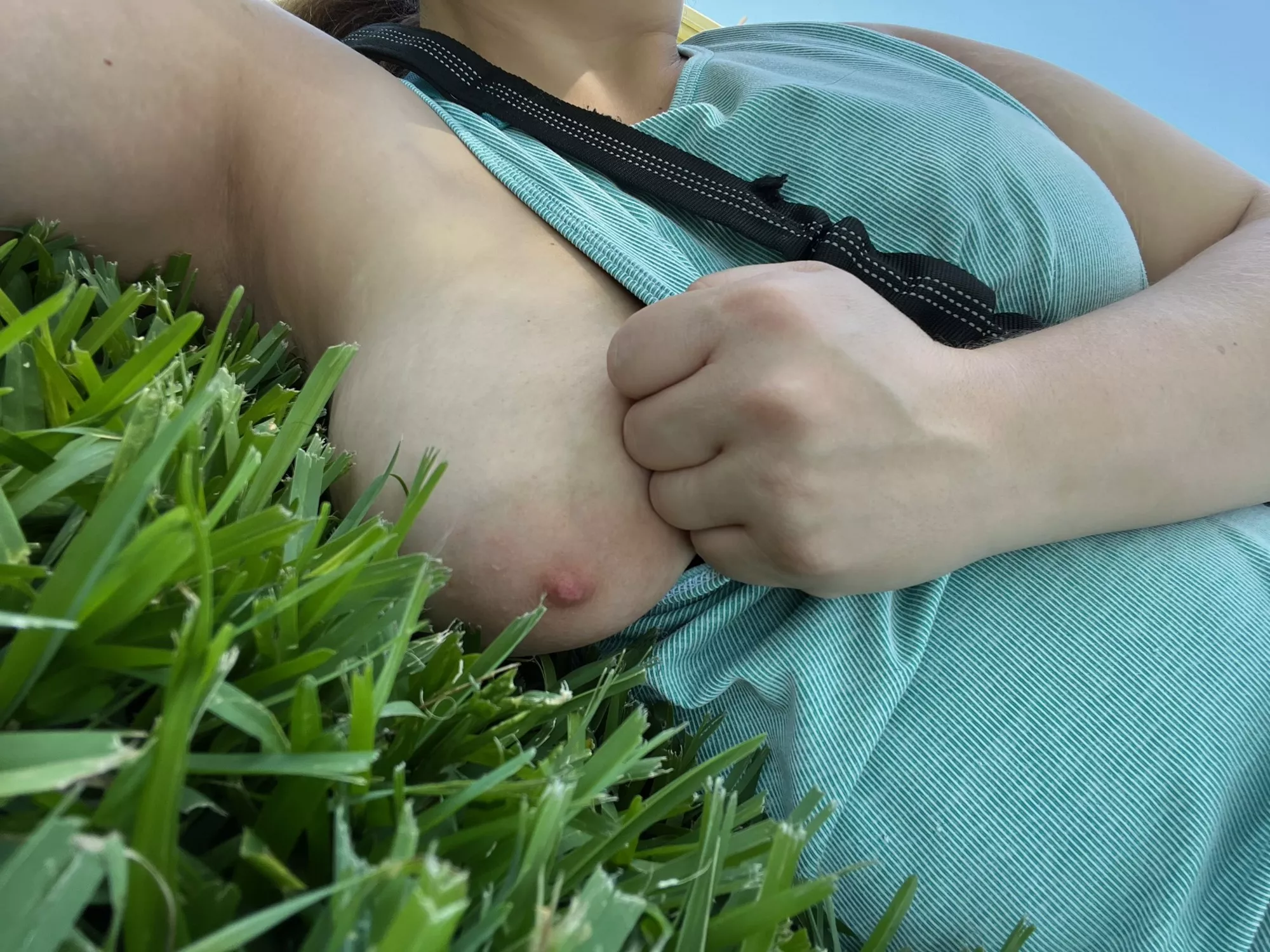 Had to find a spot away from the other people at the park 🙈 posted by hiscatch