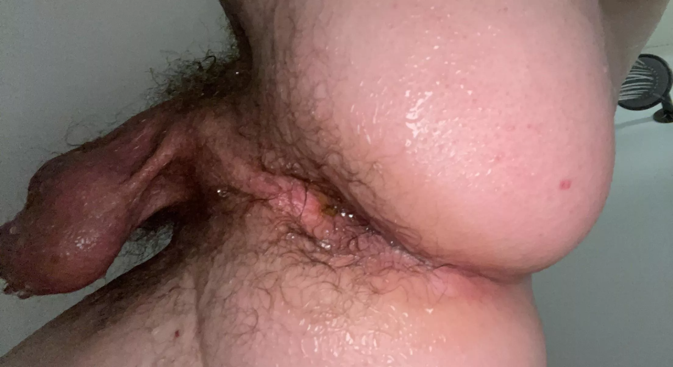 Hairy ass in shower posted by BigCircumsizedCock