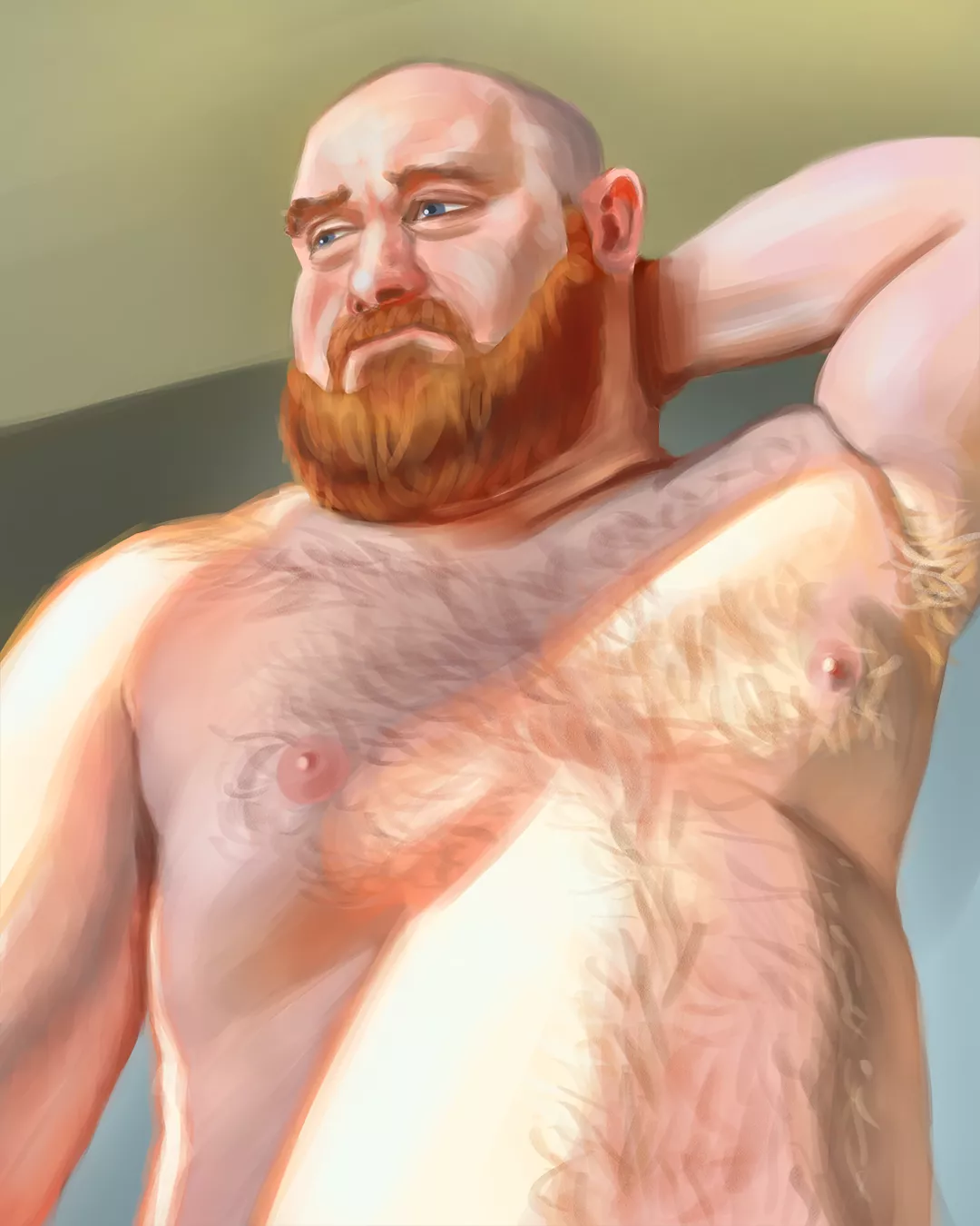 Hairy Ginger Bear digital painting posted by NomiDrawsBears