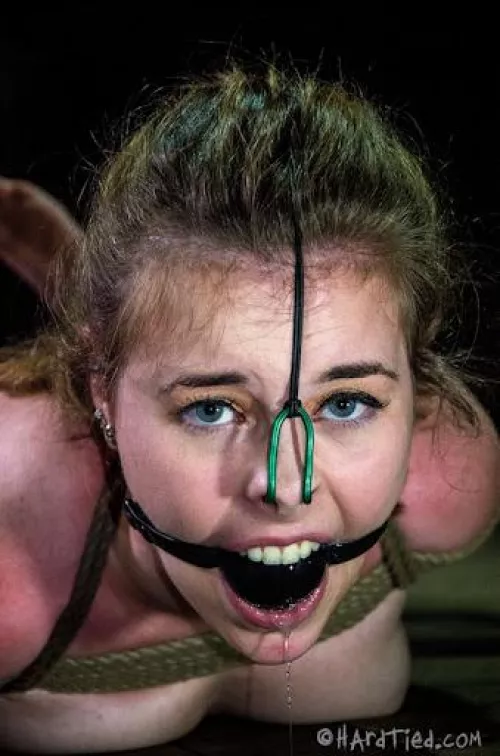 Happier in a nose hook and gag by CruelDominantMale