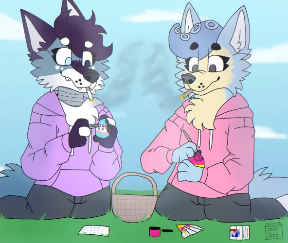 Happy Easter 🐣 | I know this is early BUT me and my girlfriend are spending some quality time together painting some Pride Easter eggs. Art by my brother InkyBoo66. by CheesyLeft