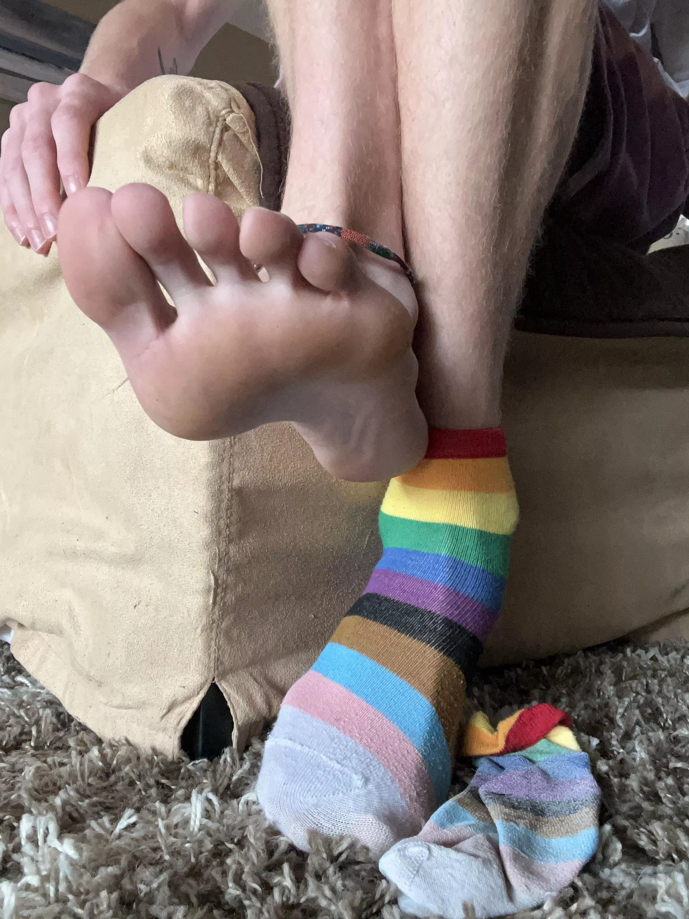 Happy Pride! A whole month to celebrate me! I really want to hear from the straight boys gooning over my feet this month. posted by BlondeBoyFoot