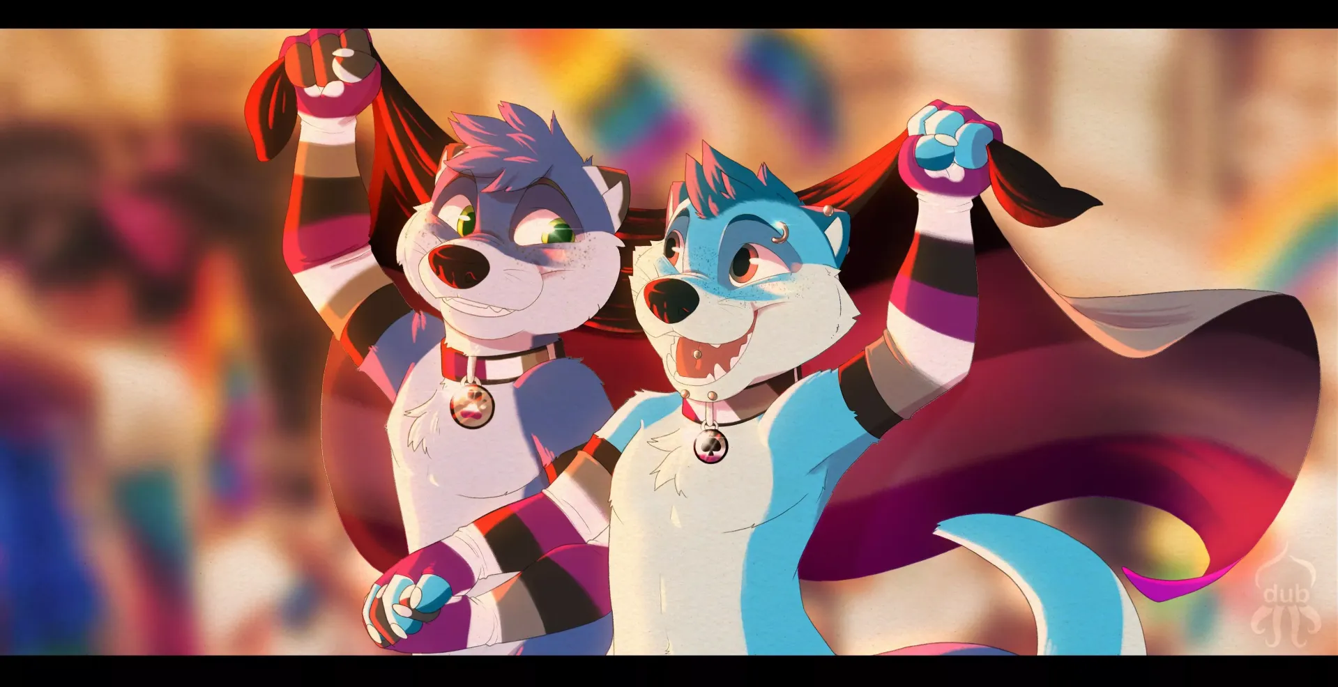 Happy Pride from two gay ace otters! [@Squidub] posted by --Lycaon--