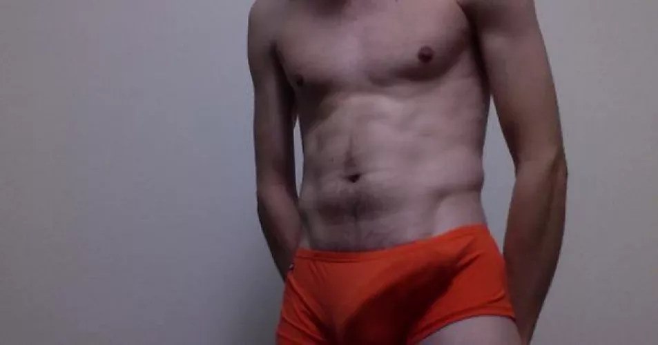Hard in orange boxer briefs by underwearsex