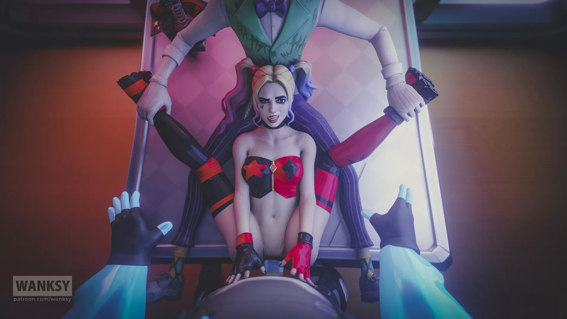 Harley getting stretched (wanksy) [Batman, DC] posted by Kuro-Oji