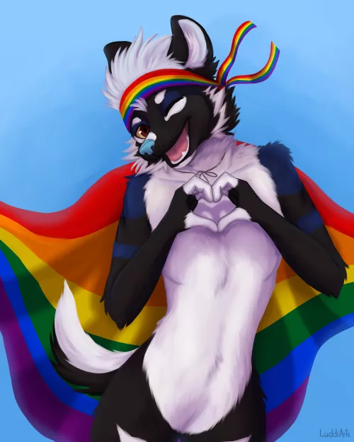 he gay and he proud of it (@luddiarts on Twitter) - Pride Ych by luddiarts