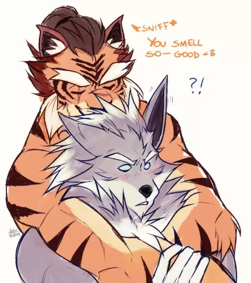 He loves to sniff his boyfriend (art by me @RobinJinx_) by Jinx_Robin