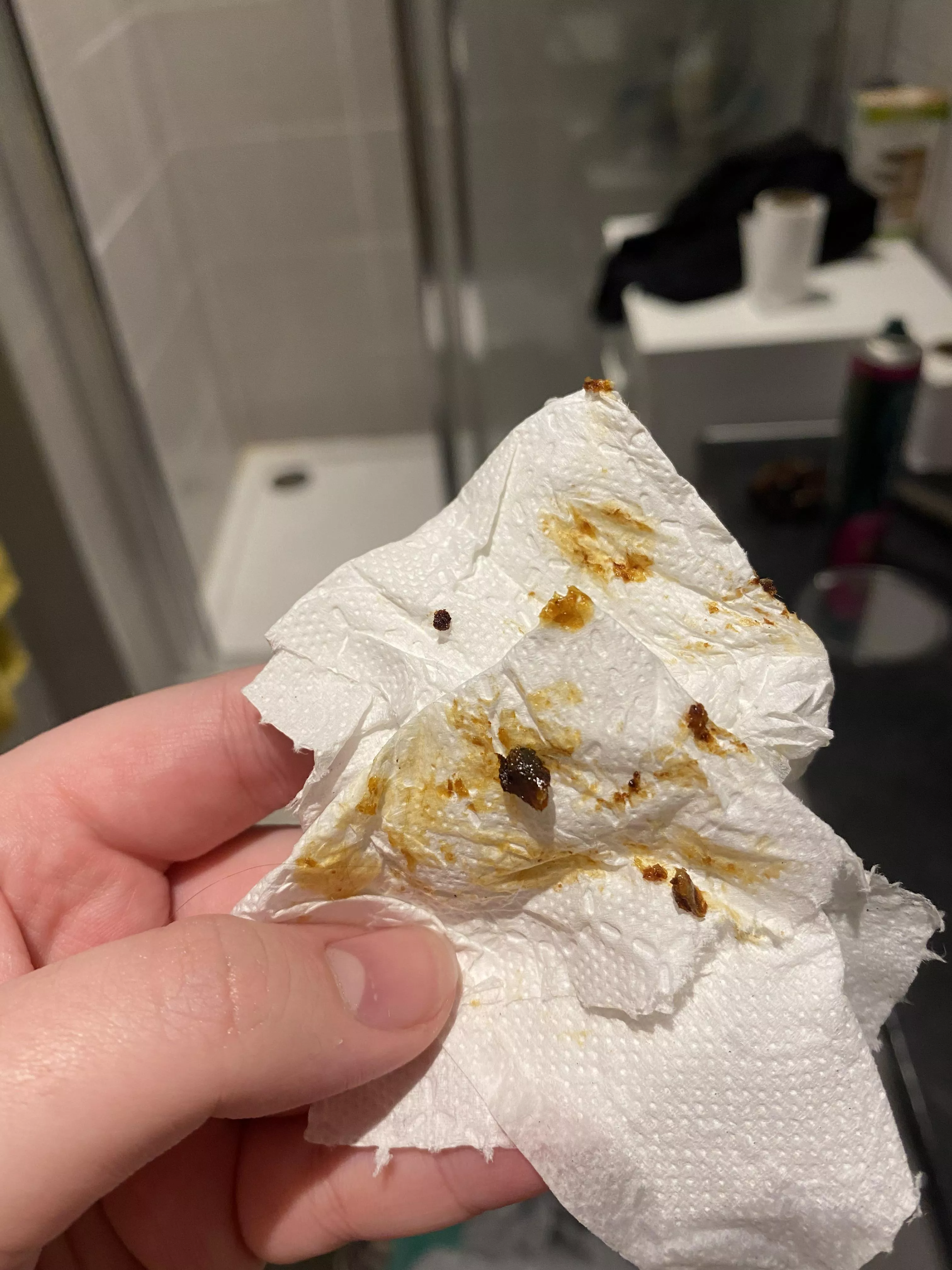 hearing out my left ear sounded all muffled after my shower the other day and i pulled this bad boy out! posted by puppo561