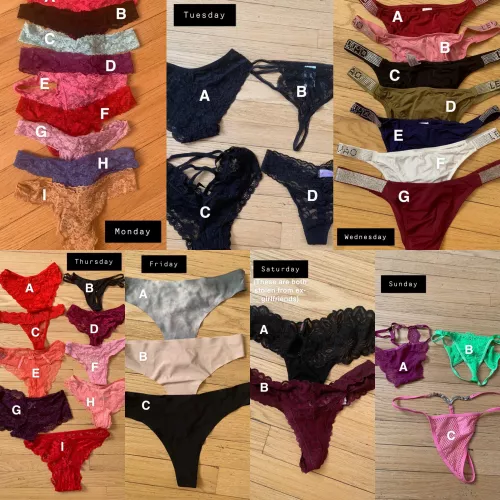 Help choose my panties for the week! Vote for each day! by SexySissyEmily