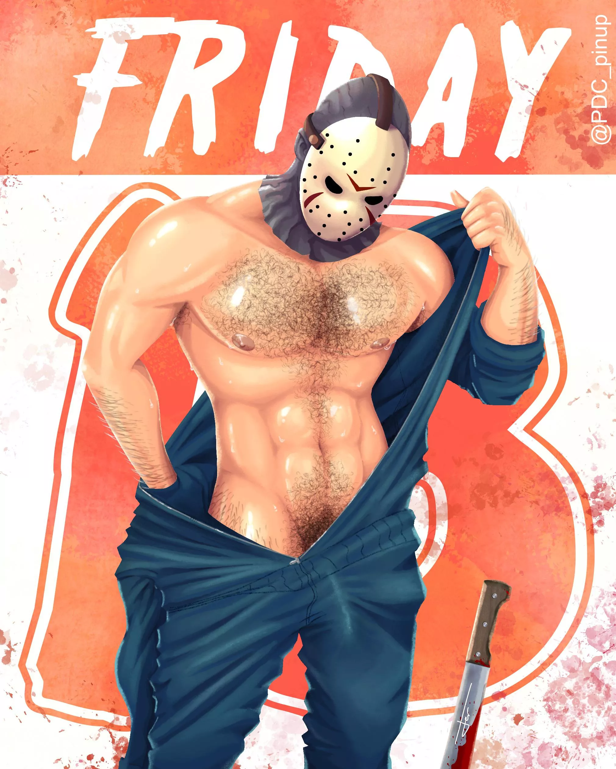 Hi, I drew this in honor of last Friday, I'm trying to do gay pinup art, do you think it will work? posted by PDC_Pinup