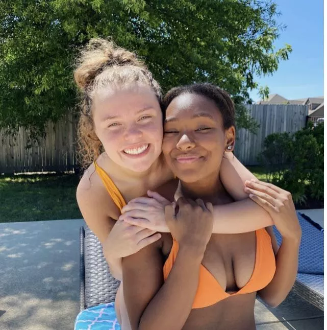 Hiding behind her friend posted by HellaAnon01