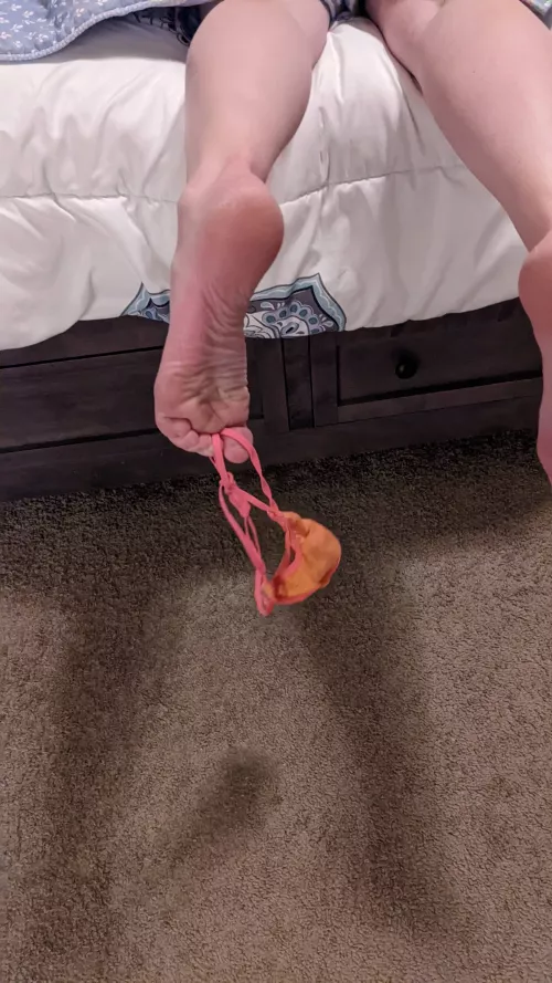 Holding the thong with my toes by StinkyToesNFeet