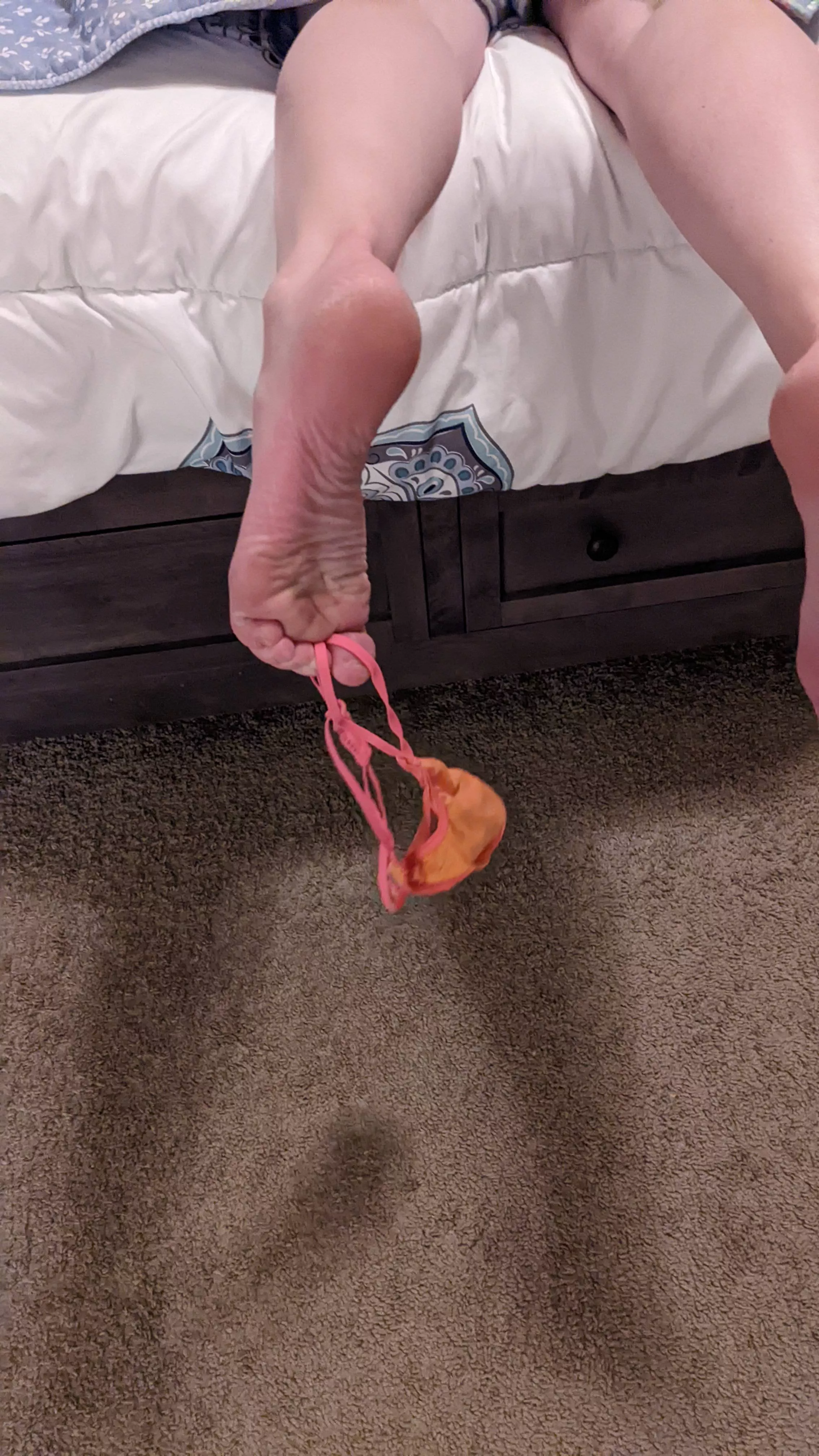 Holding the thong with my toes posted by StinkyToesNFeet