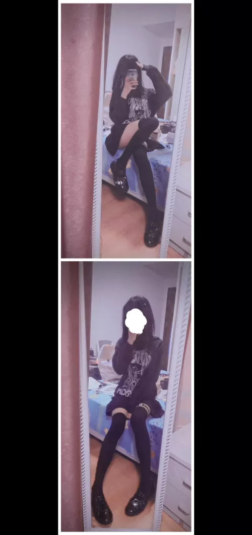 hope you like my zettai ryouiki and loose shirt by PinkLemon14