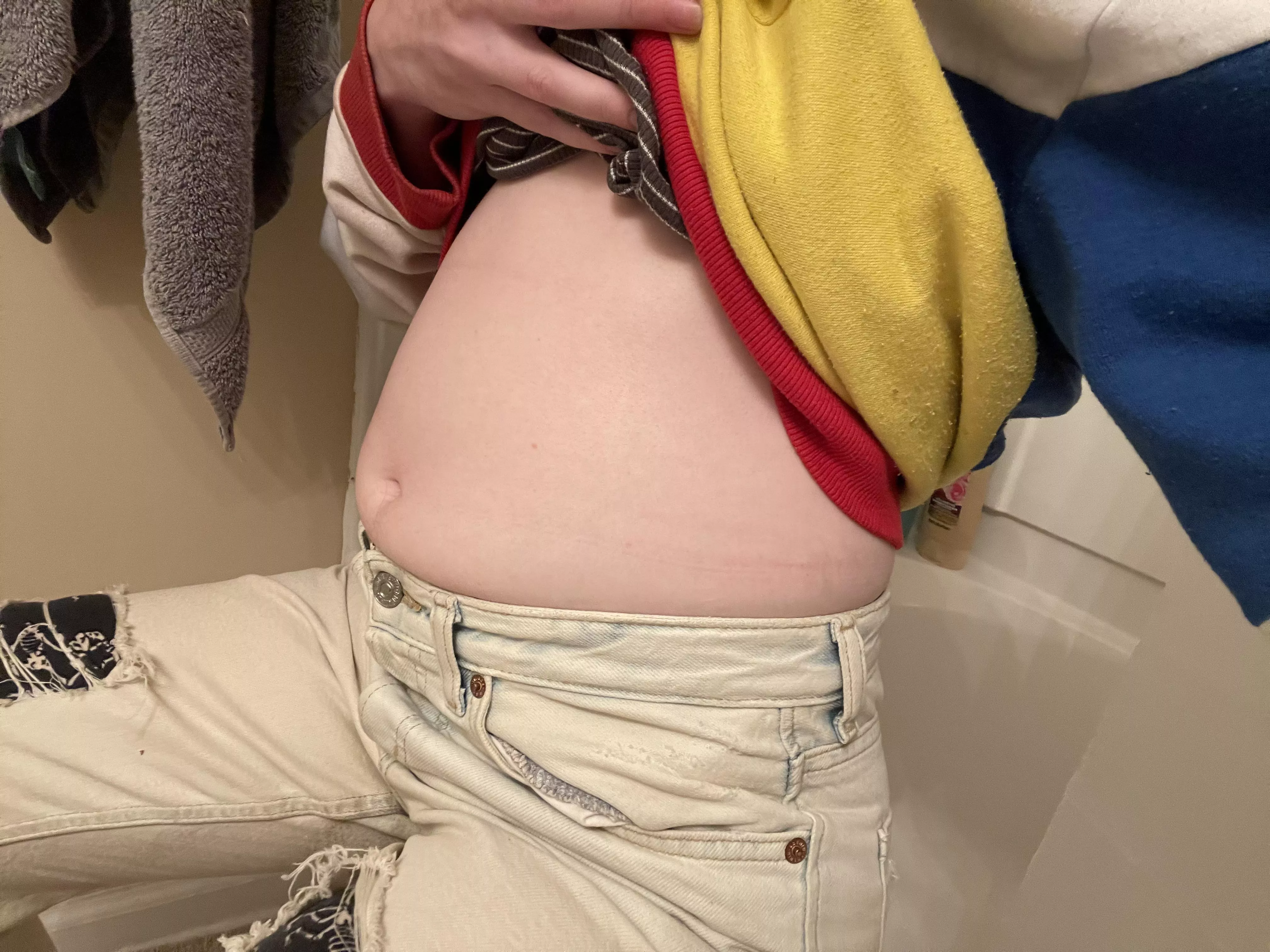 How long until I outgrow these jeans? 😳💕 posted by nowhere-else