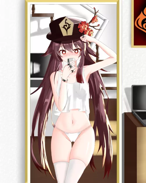 Hu Tao white panties [Genshin Impact] by Rihonin