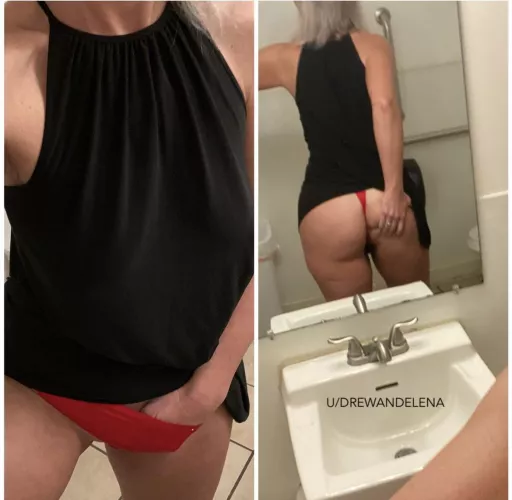 Hubby asked for a pic before a stranger met me in the bathroom. Would you cum in ? 47F by Drewandelena