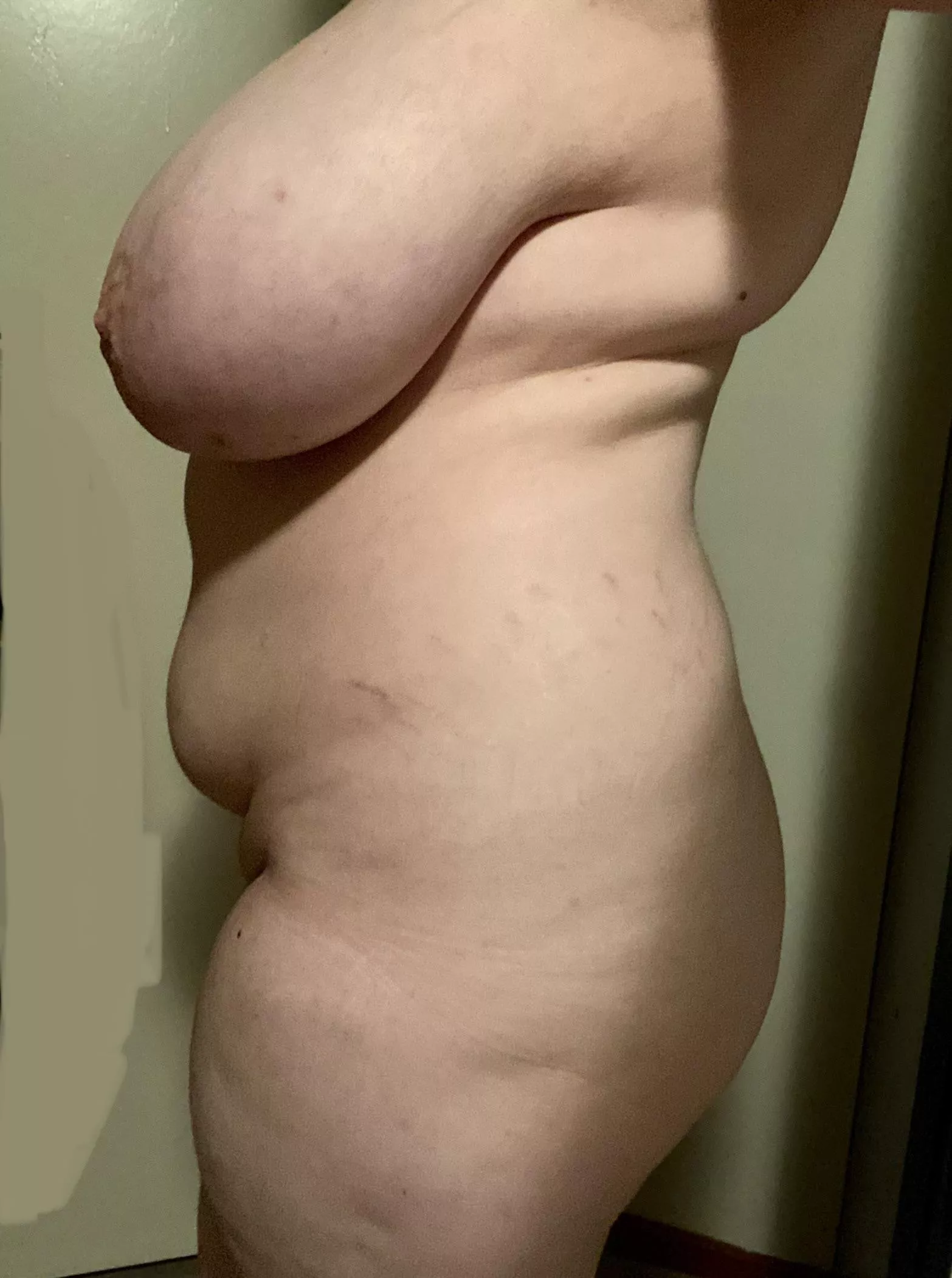 I avoid this view of myself usually because I don’t like my side profile. I don’t feel feminine or sexy in this photo and I guess that’s okay. posted by novembersecho