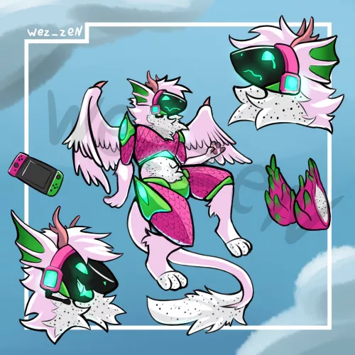 I did this dragon fruit based protogen to adopt :3 what you guys think? (commissions infos and adopt on the comment) by wez_zen