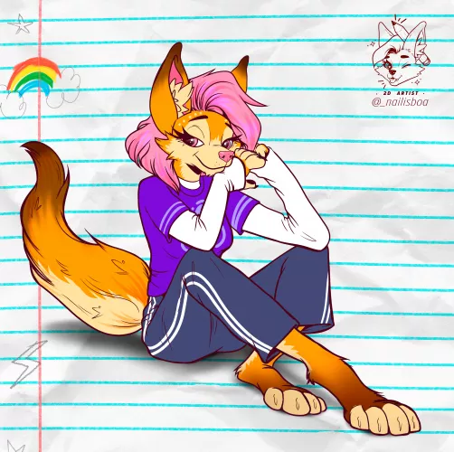I drew my fursona just chillin✨ | art by me (@_nailisboa on twitter) by nailisboa