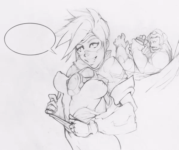 I drew Tracer and Winston (ithinkaboutthisoften) by Ithinkaboutthisoften