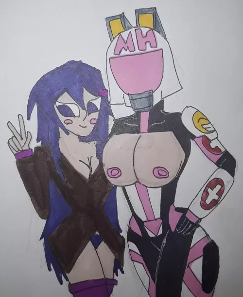 I got this drawing of Yuri and my friend’s [OC] Wendy back on my birthday from February. (By Spider-Sans) by OkRub987