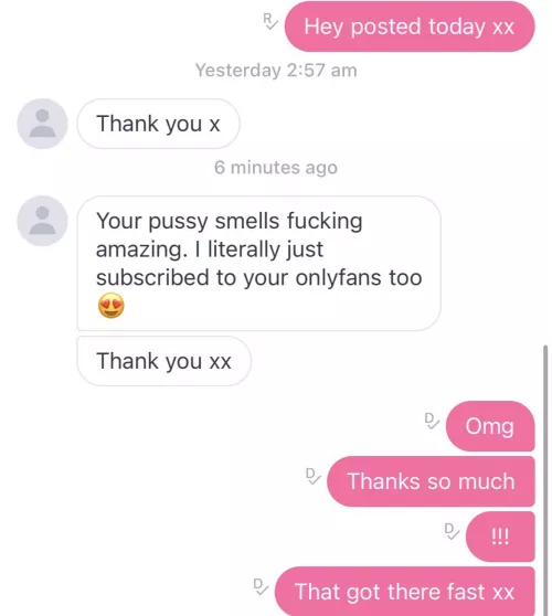 I have the best customers 😏 if you wanna try me for yourself add me on kik - kfw699 to order your pair of panties or view my amazing videos for just £3 on onlyfans ! - katyalex93. View my pinned for more of what I sell ❤️ by Katyalex93