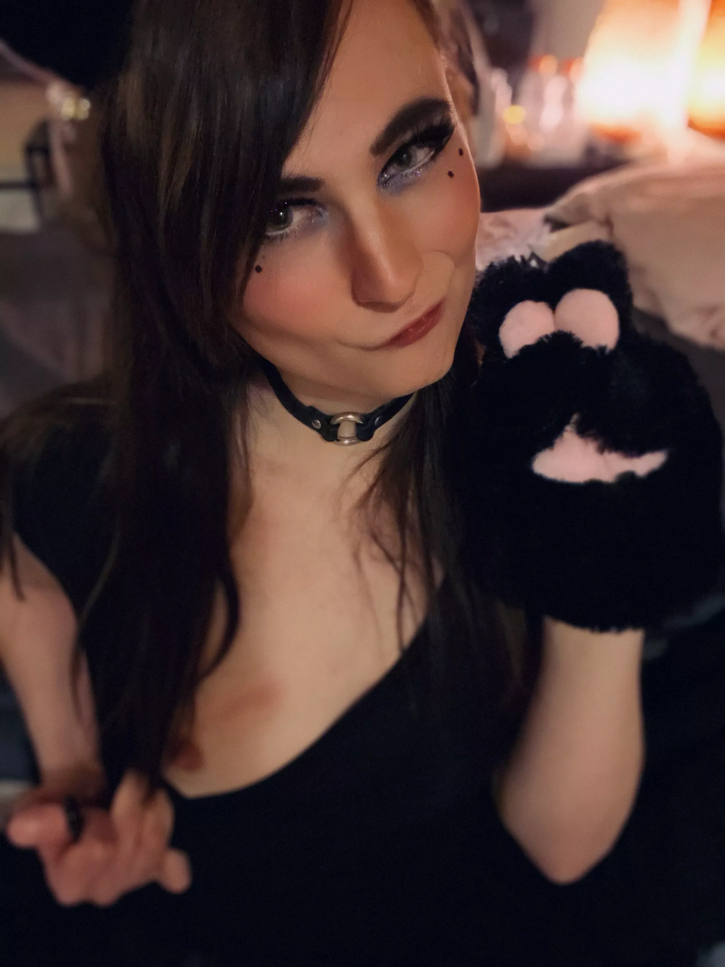 I hope I make a cute catgirl too, I even pulled my top down a bit... posted by AvaShade