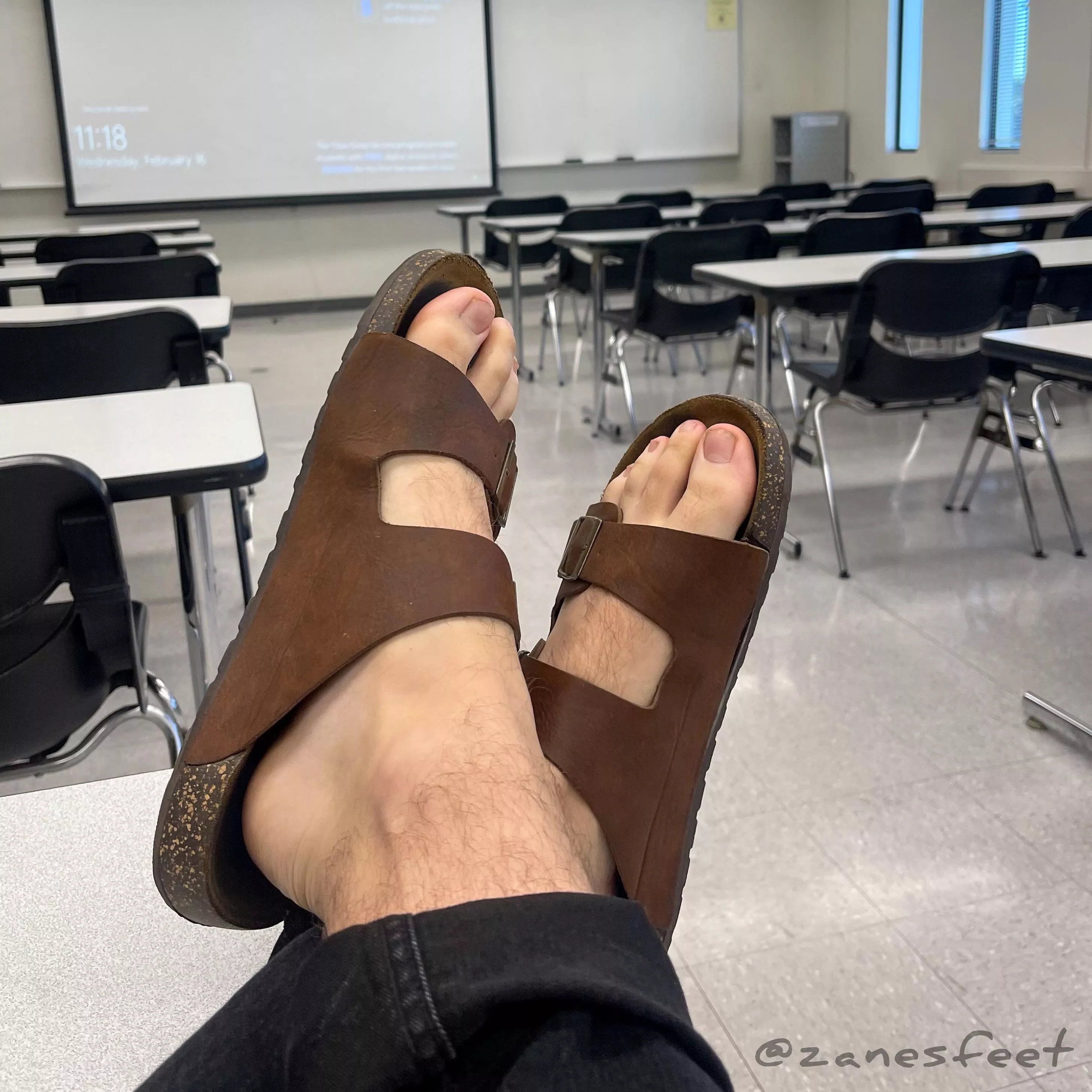 I hope nobody in my class minds if I leave my feet on my desk 👨🏼‍🏫🙈 posted by Zanes-Feet