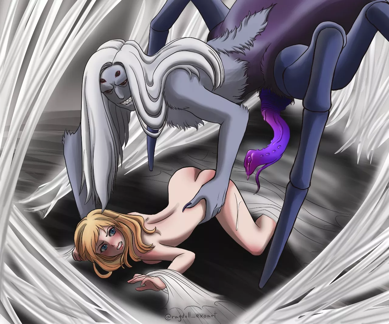 I just finished a Drider x human, I hope you like it posted by ragdoll-exoart