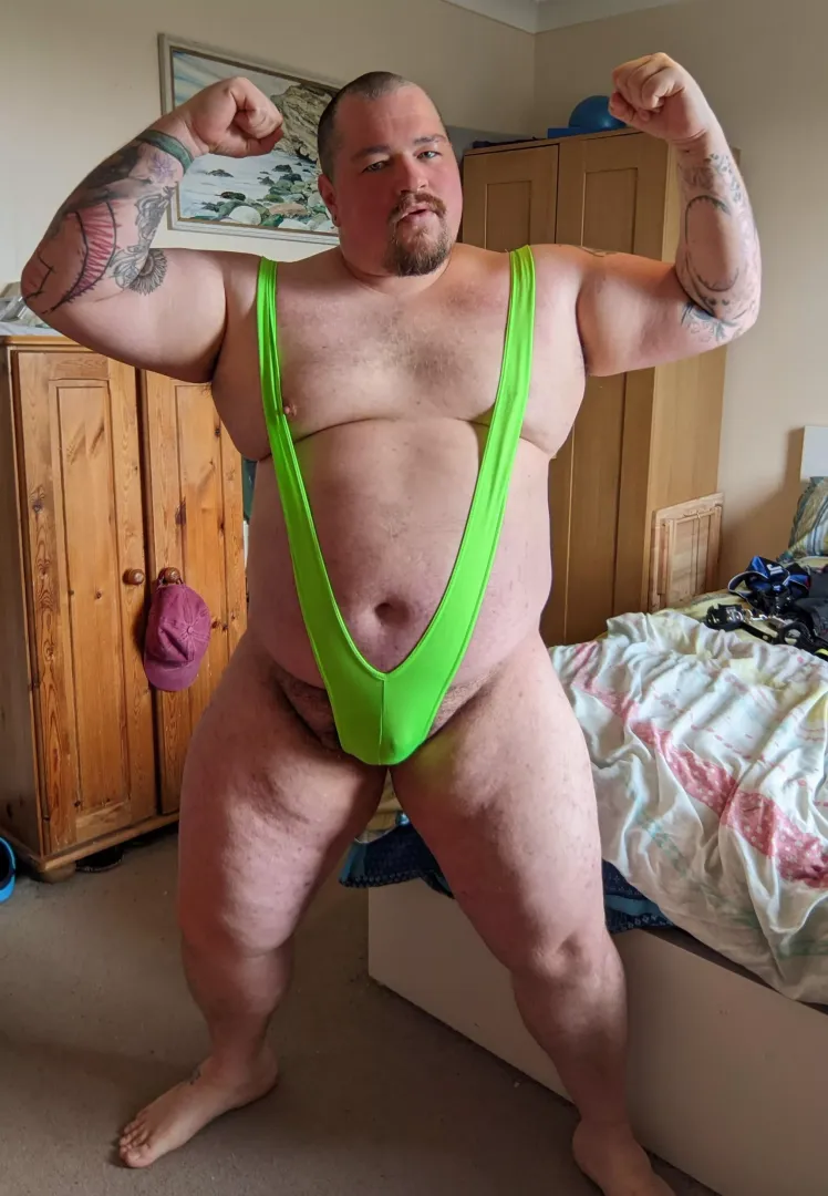 I like the mankini coz it makes me look even bigger. by BearyBudai