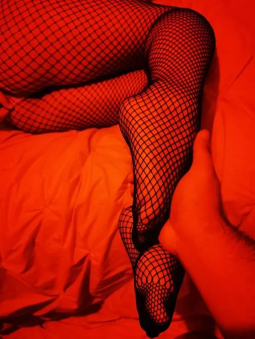 I love how fishnets makes my feet look~ posted by MakiShleim