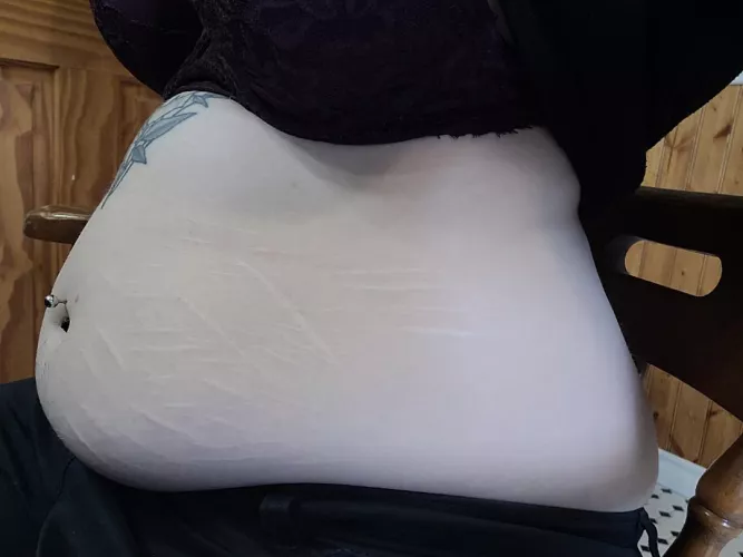 I love how low my belly hangs over my pants now by chubbygirl429