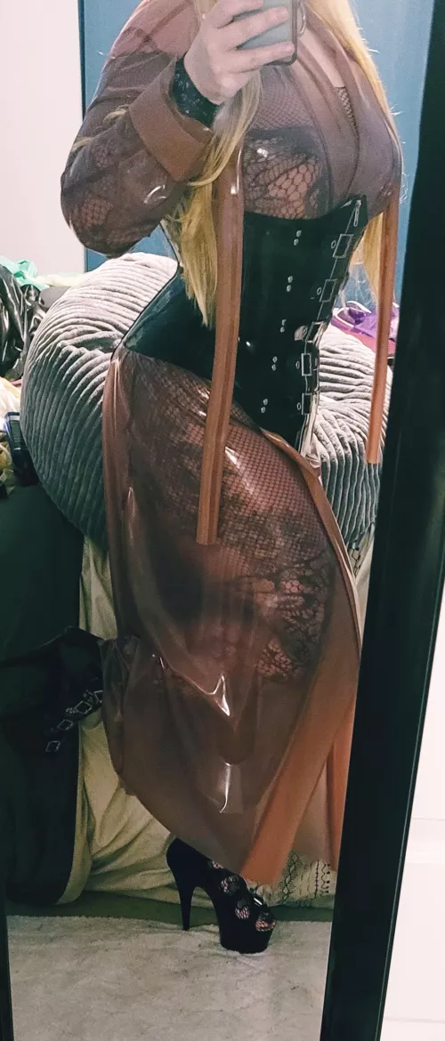 I love wearing detailed body stockings under transparent latex by SweetheartLatex