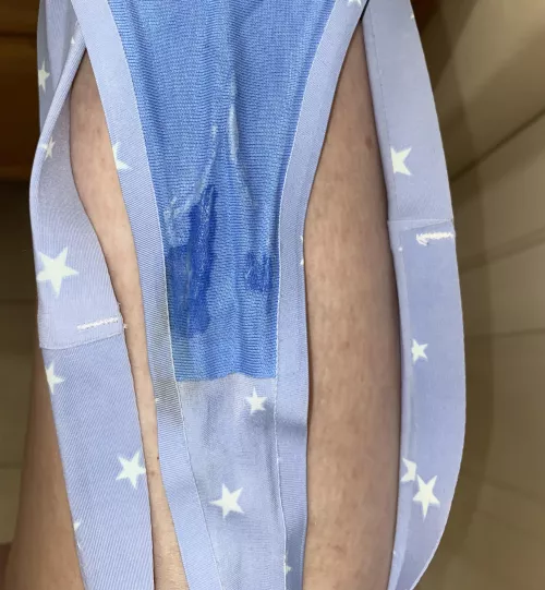 I made a mess of my silky blue thong with 🌟⭐️ 🌟 by lenore_leander
